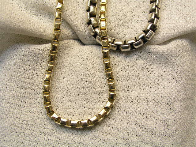 48 Ręcznie wykonany złoty łańcuszek, według srebrnego wzoru Klienta